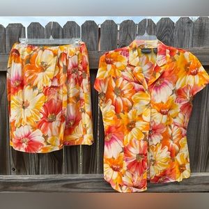 Vintage Liz Claiborne Floral Skirt Set